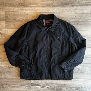 Vintage Polo Ralph Lauren Men’s Heavy Coat with Plaid Lining Black Red White XXL